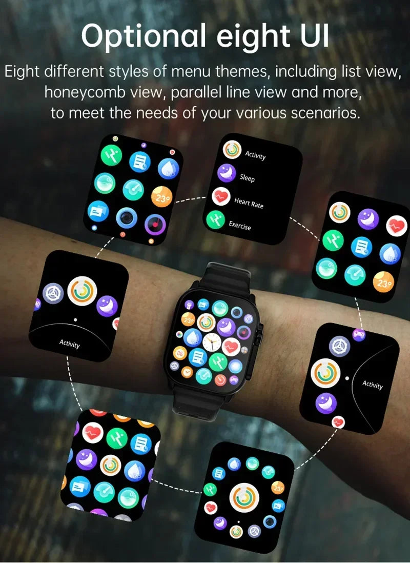 Smart Watch T800 U2 49mm 2024 New NFC Masculino/ Feminino GPS Track Bluetooth Call BT Music Games Wireless Charging Smartwatch